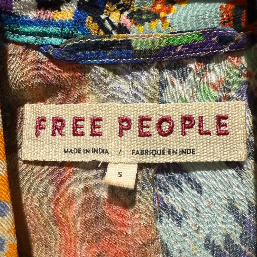Free People Violet Printer Duster - Multicolor Bohemian Kimono - Size Small - Picture 3 of 4